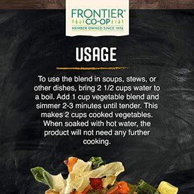 Frontier Co-op Hearty Vegetable Stew Blend measured in a bowl for quick portions.