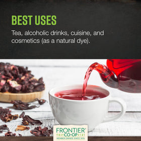 Hibiscus cut-and-sifted for consistent flavor in Frontier Co-op packaging
