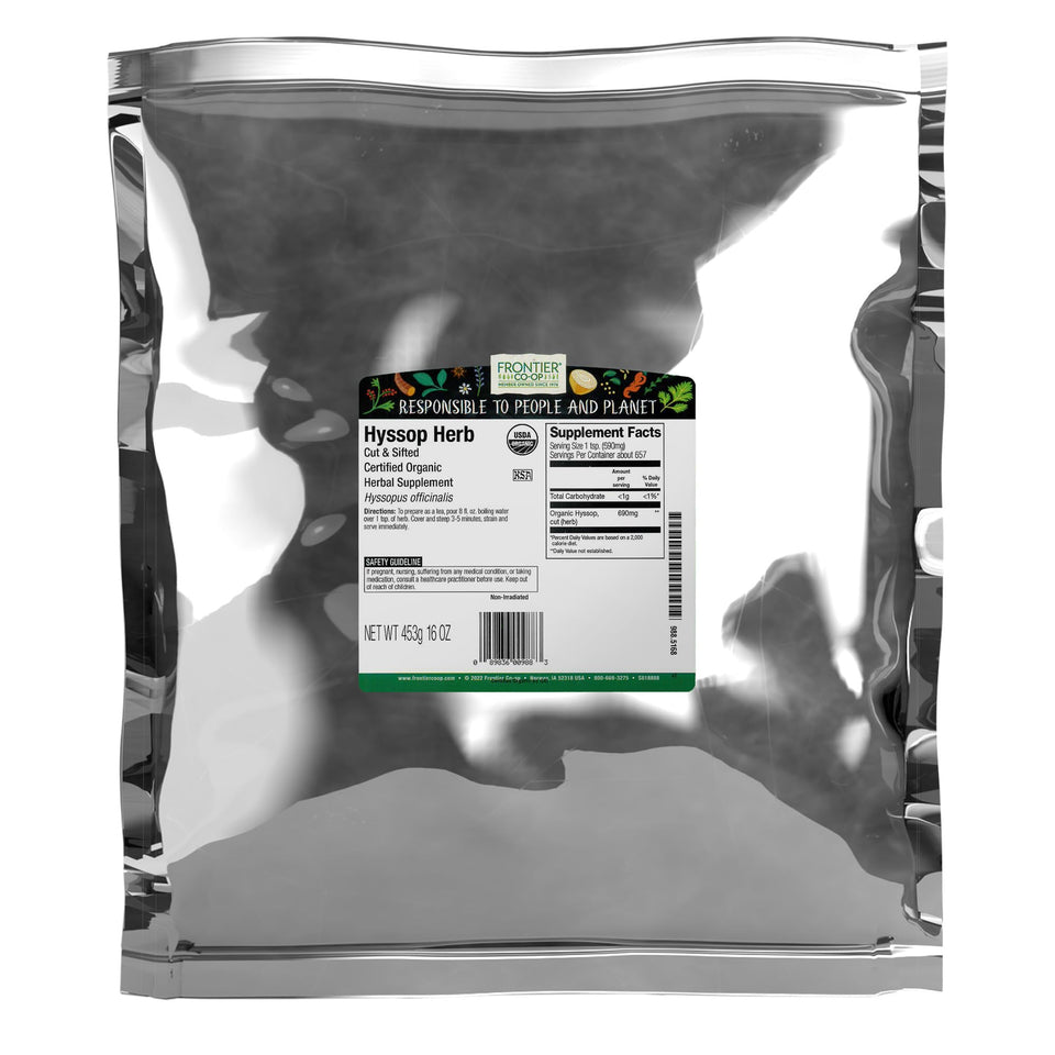Frontier Co-op hyssop leaves bulk bag for fragrant tea and savory dishes