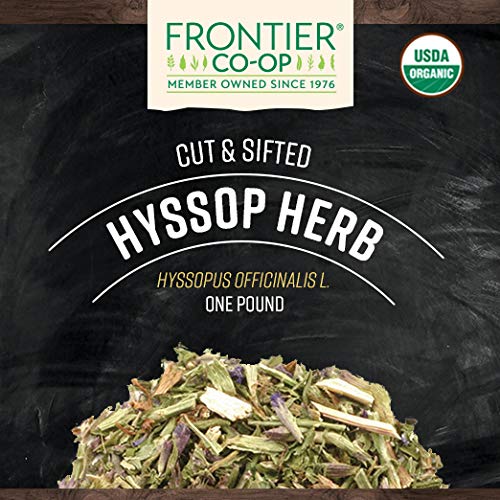 Frontier Co-op hyssop leaves close-up shows dried texture for flavor-rich recipes