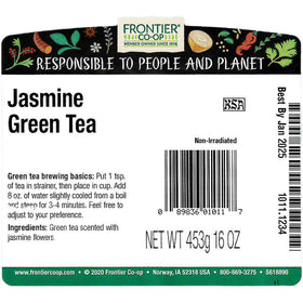 Frontier Co-op Jasmine Green Tea aroma close-up highlighting jasmine scent