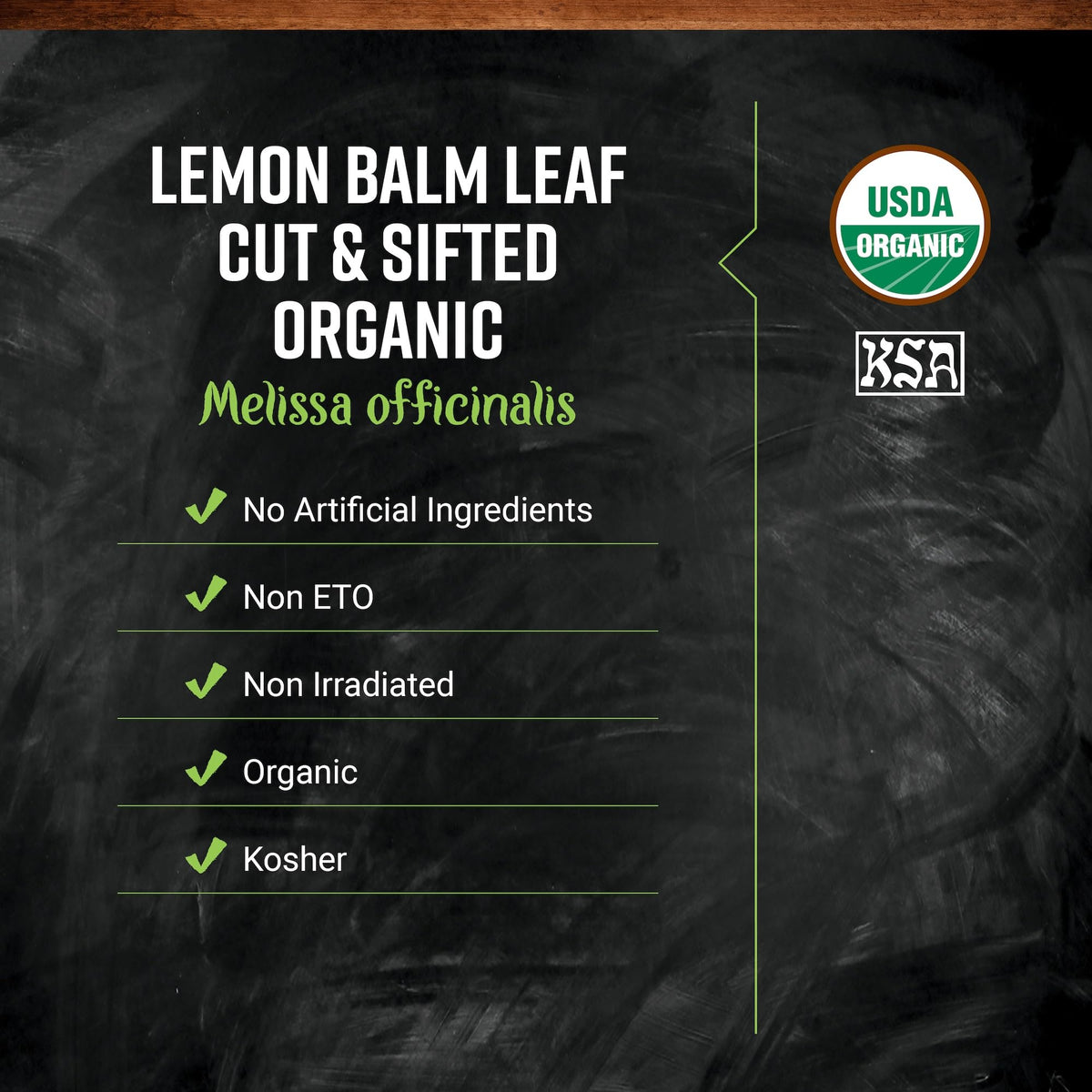 Frontier Co-op Lemon Balm Leaf close-up reveals bright citrus aroma for tea.