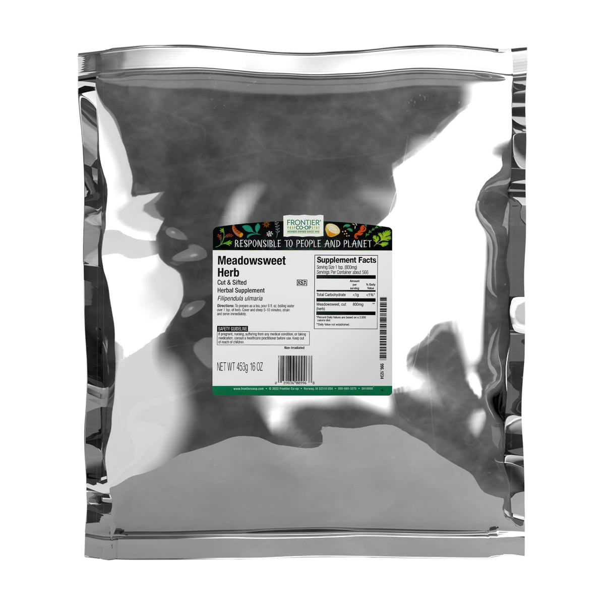 Frontier Co-op Meadowsweet herb cut and sifted for clean, aromatic tea infusions.
