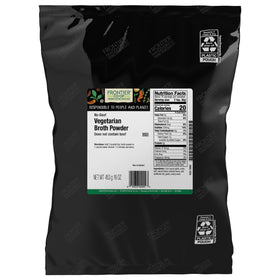 Frontier Co-op No-Beef Broth Powder bulk bag boosts vegetarian soups with rich flavor.