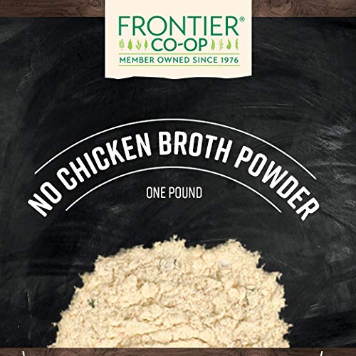 Frontier Co-op No-Chicken Broth Powder dissolving in hot water for quick vegan broth.