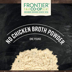 Frontier Co-op No-Chicken Broth Powder dissolving in hot water for quick vegan broth.