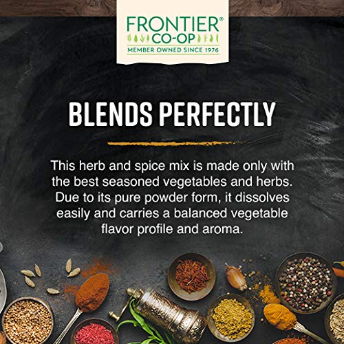 Frontier Co-op No-Chicken Broth Powder flavors salads, pasta, and popcorn with savory notes.