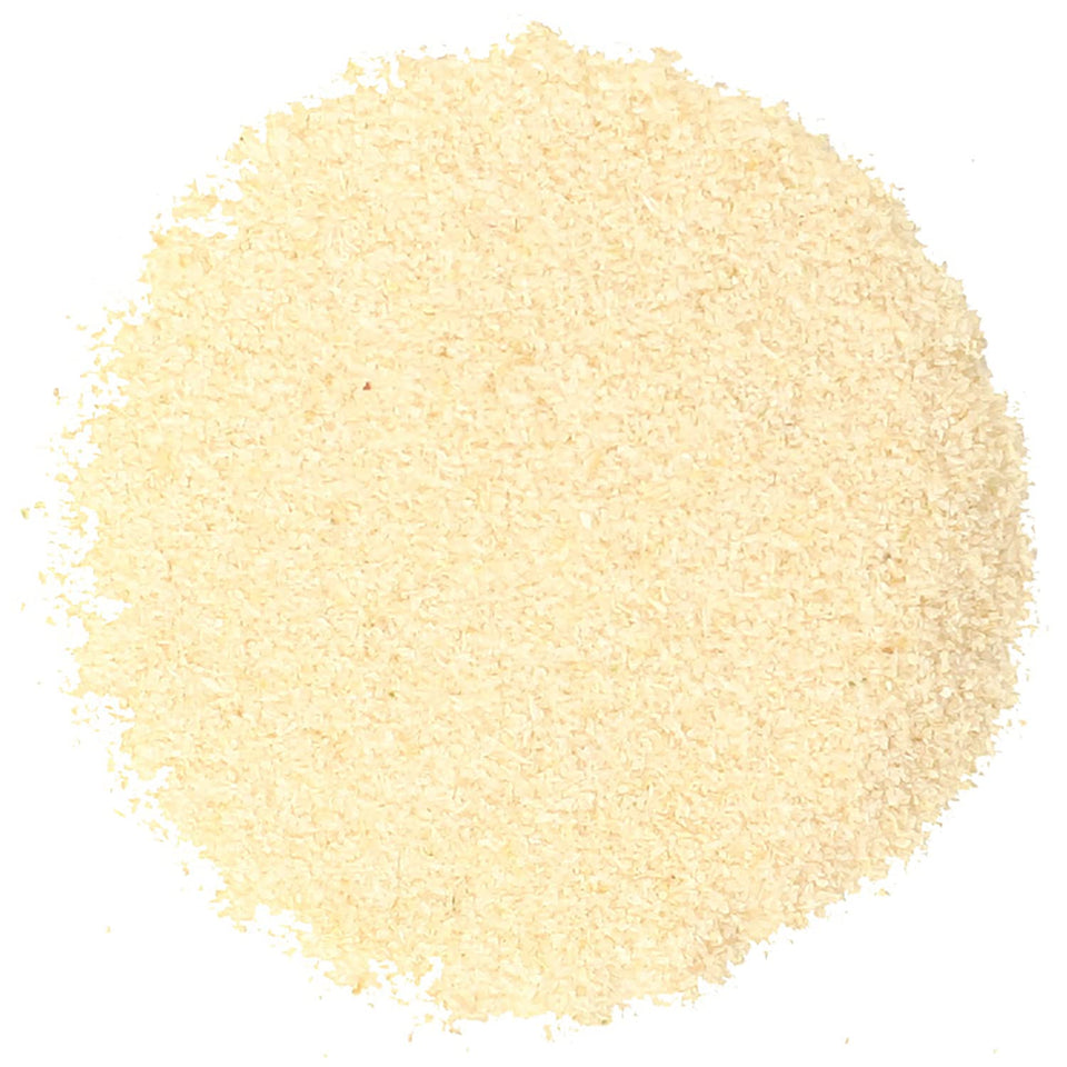 Frontier Co-op organic onion granules in bulk bag packaging for easy storage.