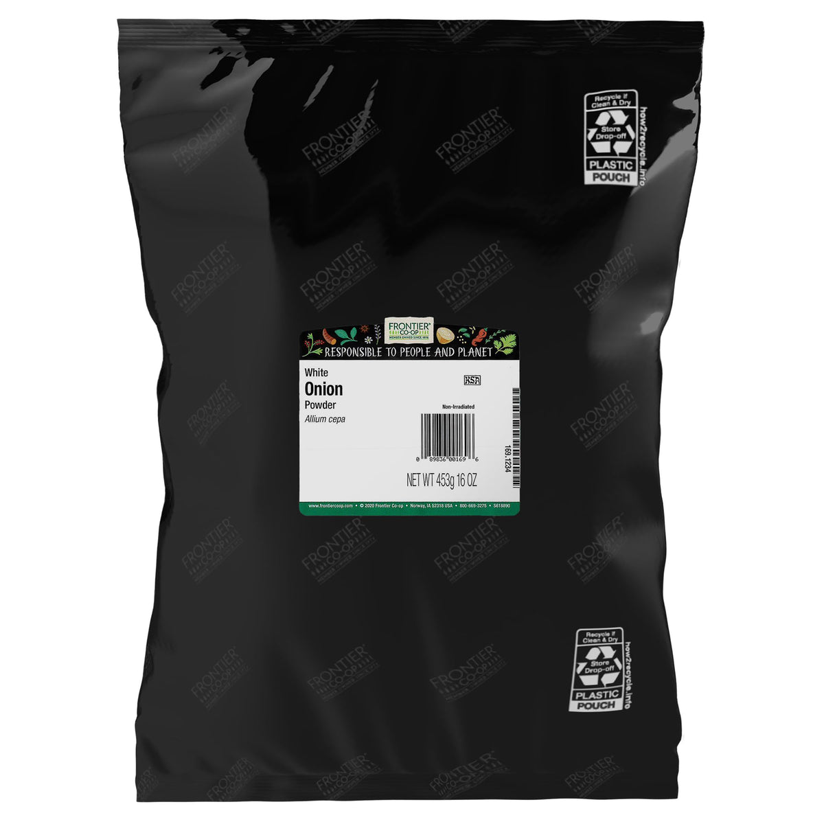 Frontier Co-op onion powder bulk bag for quick seasoning and versatility.