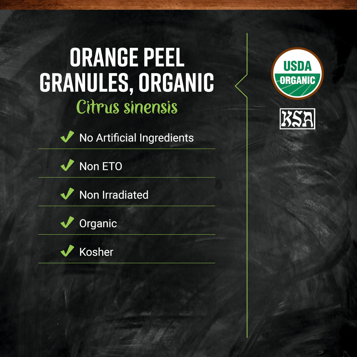 Closeup of Frontier Co-op orange peel granules aroma highlighting bright fragrance for desserts
