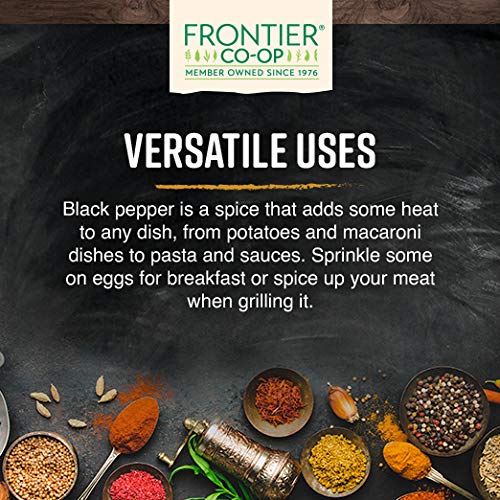 Frontier Co-op Organic Black Pepper closeup reveals coarse texture and inviting heat