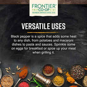 Frontier Co-op Organic Black Pepper closeup reveals coarse texture and inviting heat
