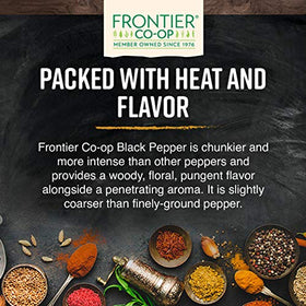 Frontier Co-op Organic Black Pepper on spice shelf signals everyday versatility