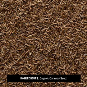 Frontier Co-op organic caraway seeds in spice bin deliver warm earthy aroma.