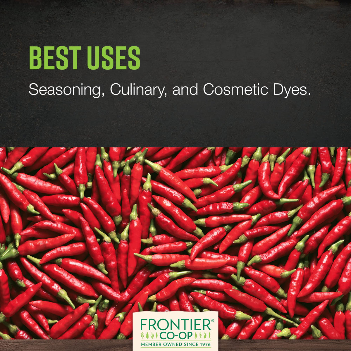 Frontier Co-op organic cayenne bag keeps freshness sealed.