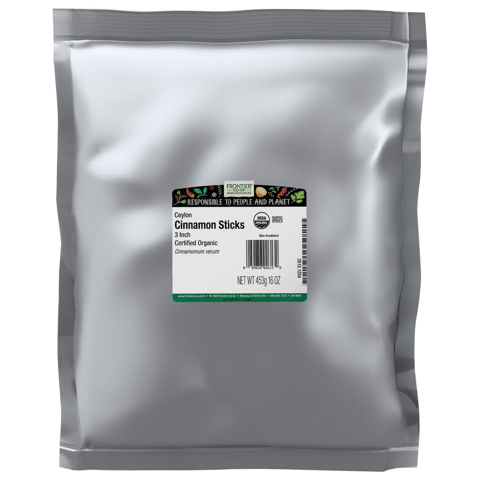 Frontier Co-op Organic Ceylon Cinnamon Sticks 3-inch bulk pack for cooking and crafts.