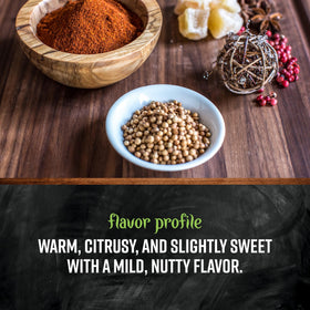 Frontier Co-op Organic Coriander Seed ground option for marinades and sauces.