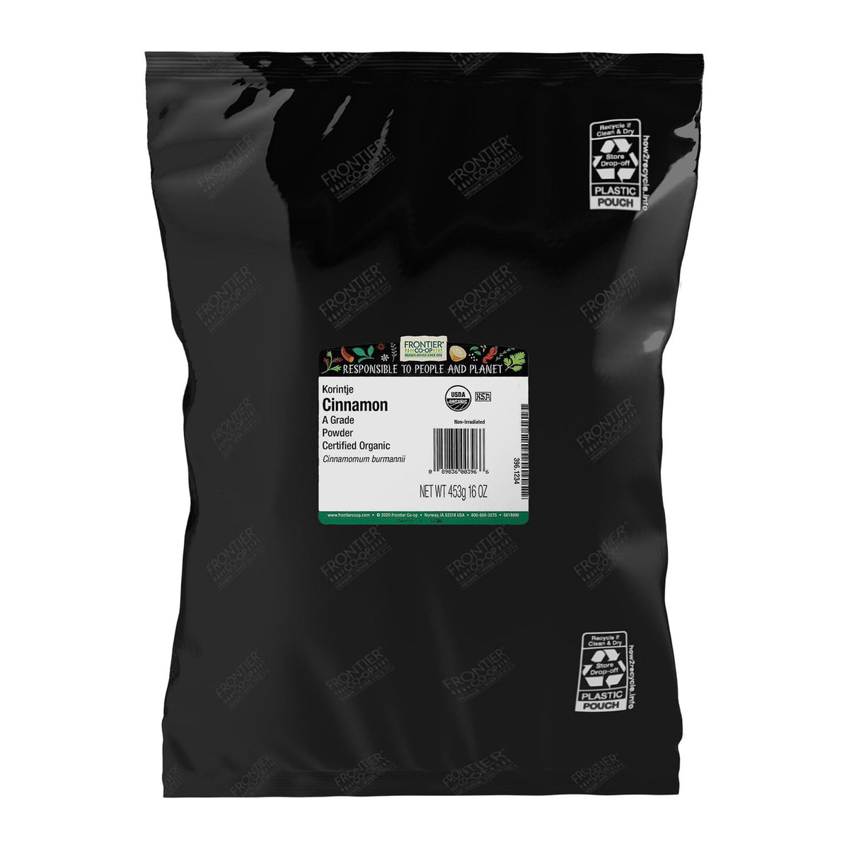 Frontier Co-op organic Korintje cinnamon 16oz pack-shot with rich aroma