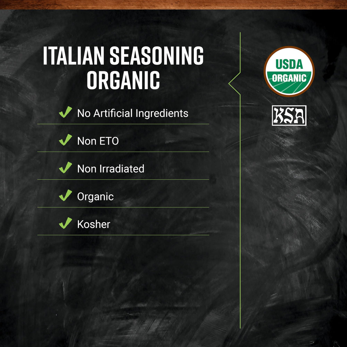 Frontier Co-op Organic Italian Seasoning label closeup showing organic certification.