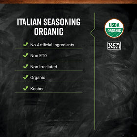 Frontier Co-op Organic Italian Seasoning label closeup showing organic certification.