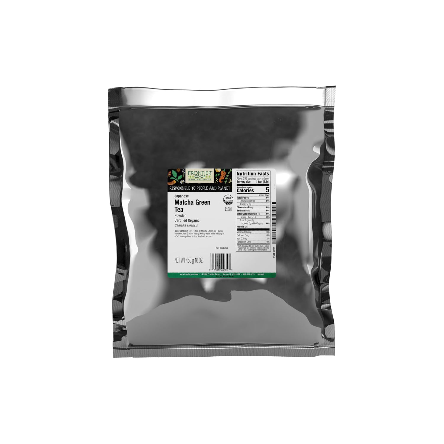 Frontier Co-op Organic Japanese Matcha powder in bulk for everyday meals and drinks.