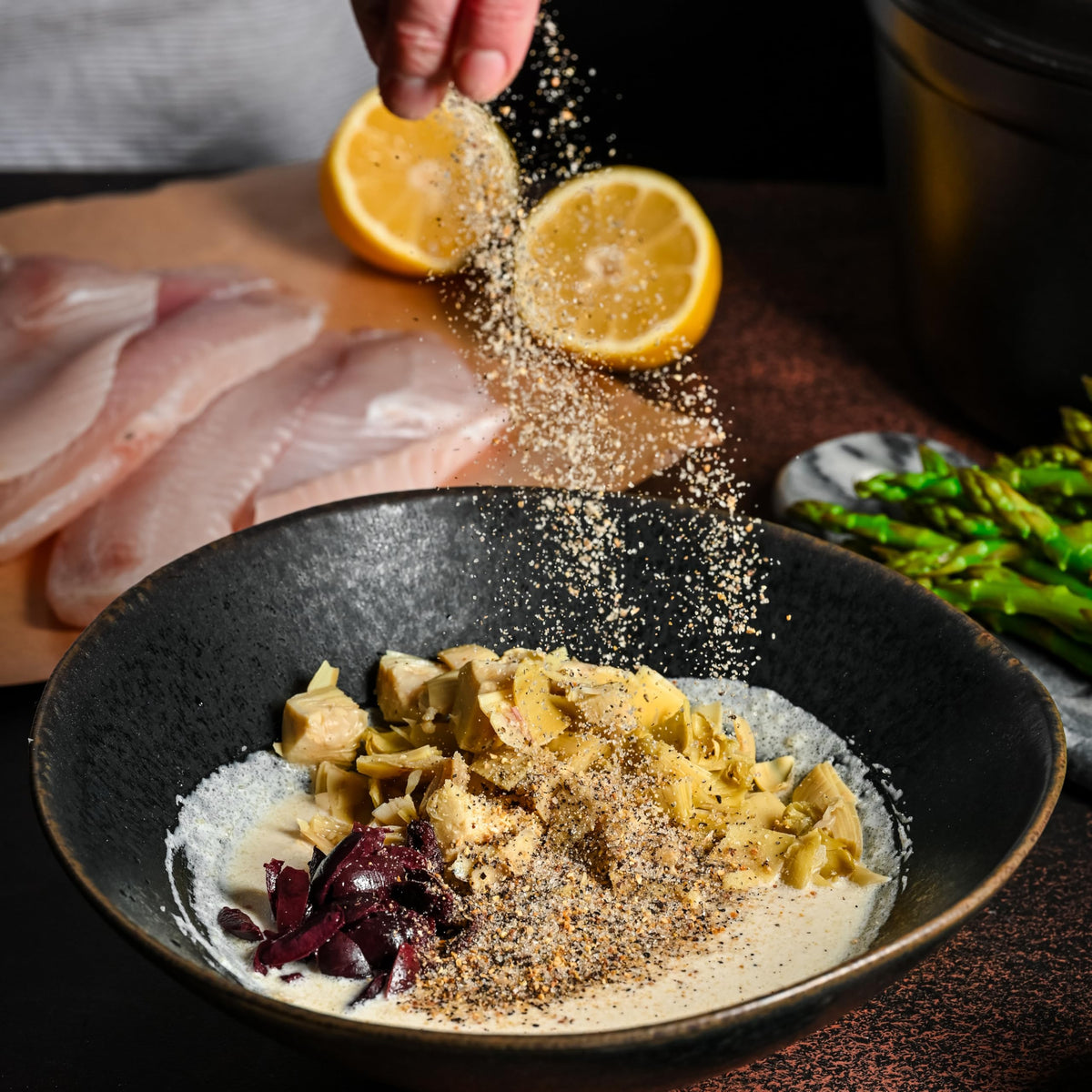 Frontier Co-op Organic Lemon Pepper kitchen setup for salt-free flavor.