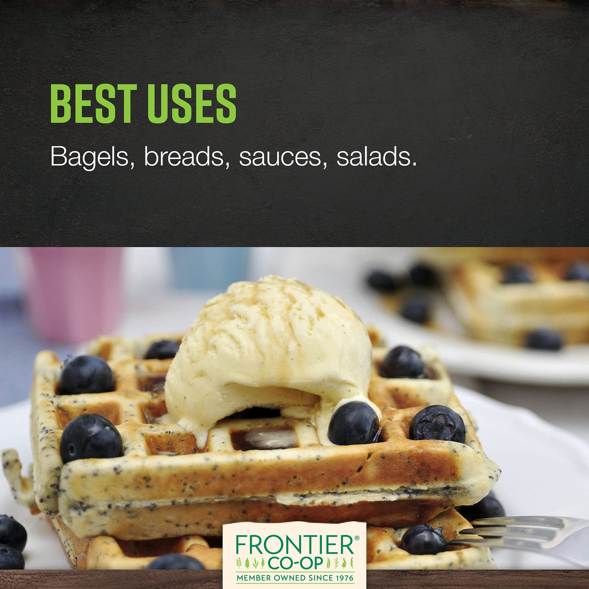Frontier Co-op Organic Poppy Seeds whisked into salads and dressings for texture