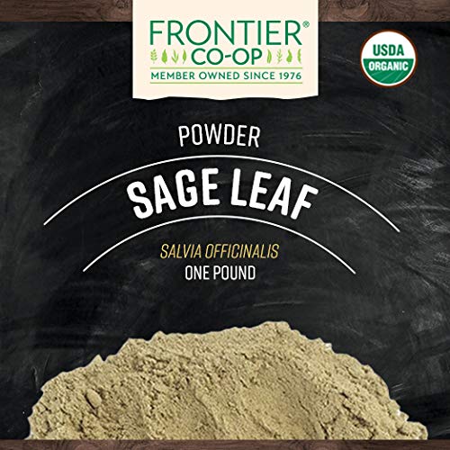 Frontier Co-op Organic Sage Leaf Powder label with organic certification