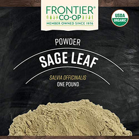 Frontier Co-op Organic Sage Leaf Powder label with organic certification