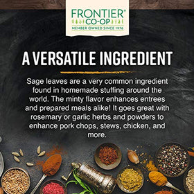 Frontier Co-op Organic Sage Leaf Powder origin Albania shown on carton