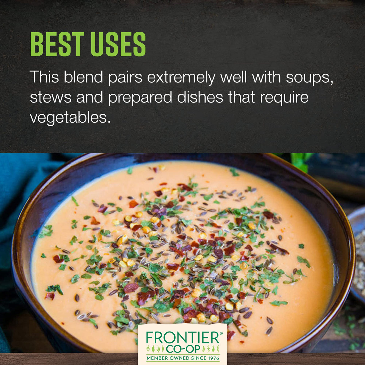 Frontier Co-op soup blend in a simmering pot adding depth to ramen and stews.