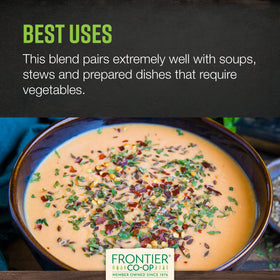Frontier Co-op soup blend in a simmering pot adding depth to ramen and stews.