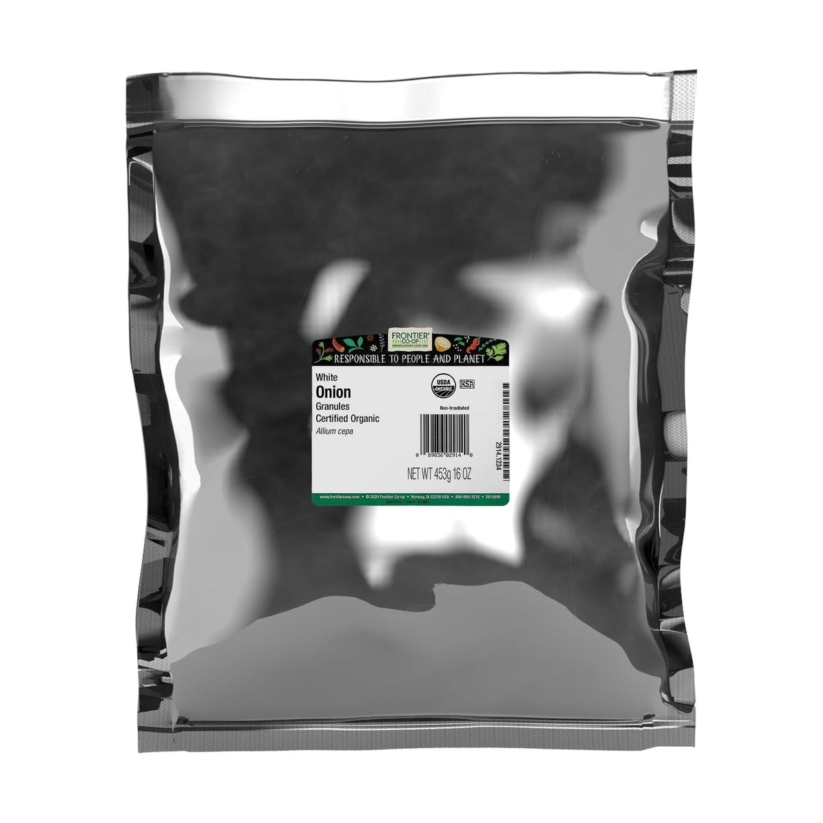 Frontier Co-op Organic White Onion Granules bottle ready to flavor sauces with convenience