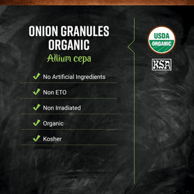 Pouring Frontier Co-op Onion Granules from the container for easy seasoning