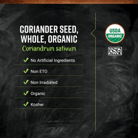 Frontier Co-op Organic Whole Coriander Seed on spice shelf with bright aroma.