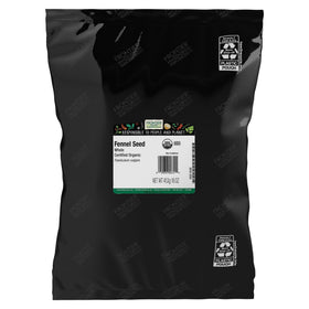 Frontier Co-op Organic Whole Fennel Seed bulk bag adds pantry aroma and versatile seasoning.