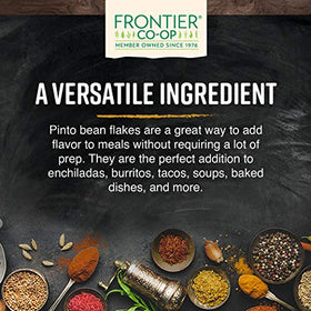 Frontier Co-op Pinto Bean Flakes in a pot, enhancing enchiladas and soups.