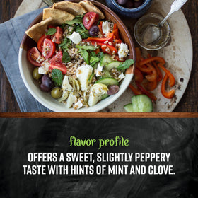 Frontier Co-op Sweet Basil topping on pizza adds fresh flavor