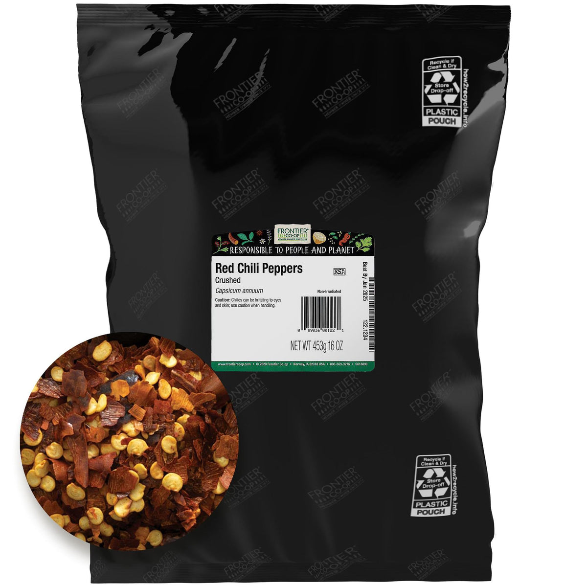 Frontier Co-op red chili flakes bulk bag delivering robust heat and vibrant color