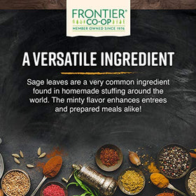 Frontier Co-op Sage Leaf Crushed sourced from Albania supports classic Mediterranean flavors.
