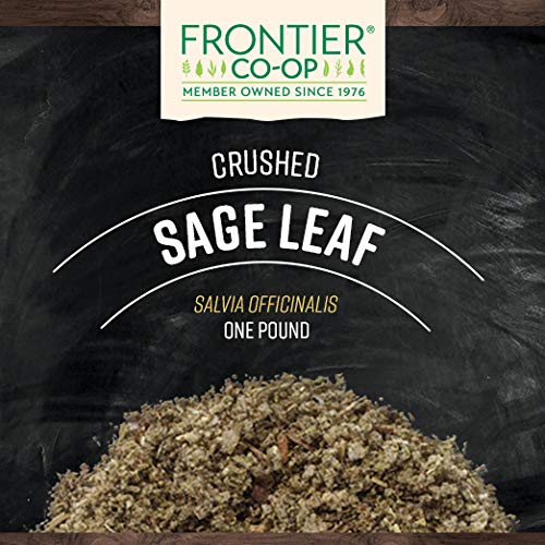 Frontier Co-op Sage Leaf Crushed aroma adds minty depth to sauces and stews.