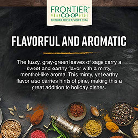 Frontier Co-op Sage Leaf Crushed is kosher certified for versatile kitchen use.