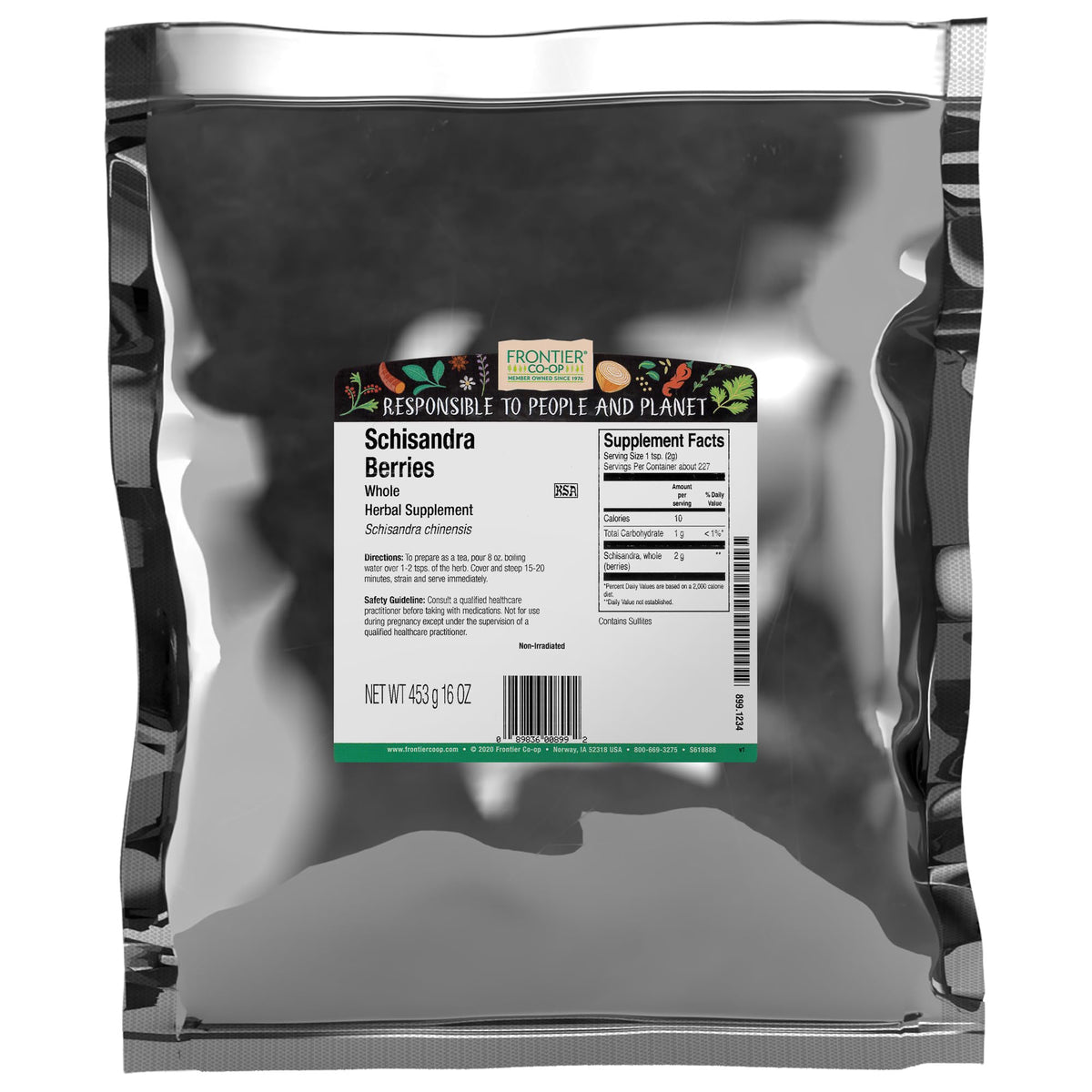 Frontier Co-op Schisandra berries, whole and dried, ideal for tea and herbal infusions.