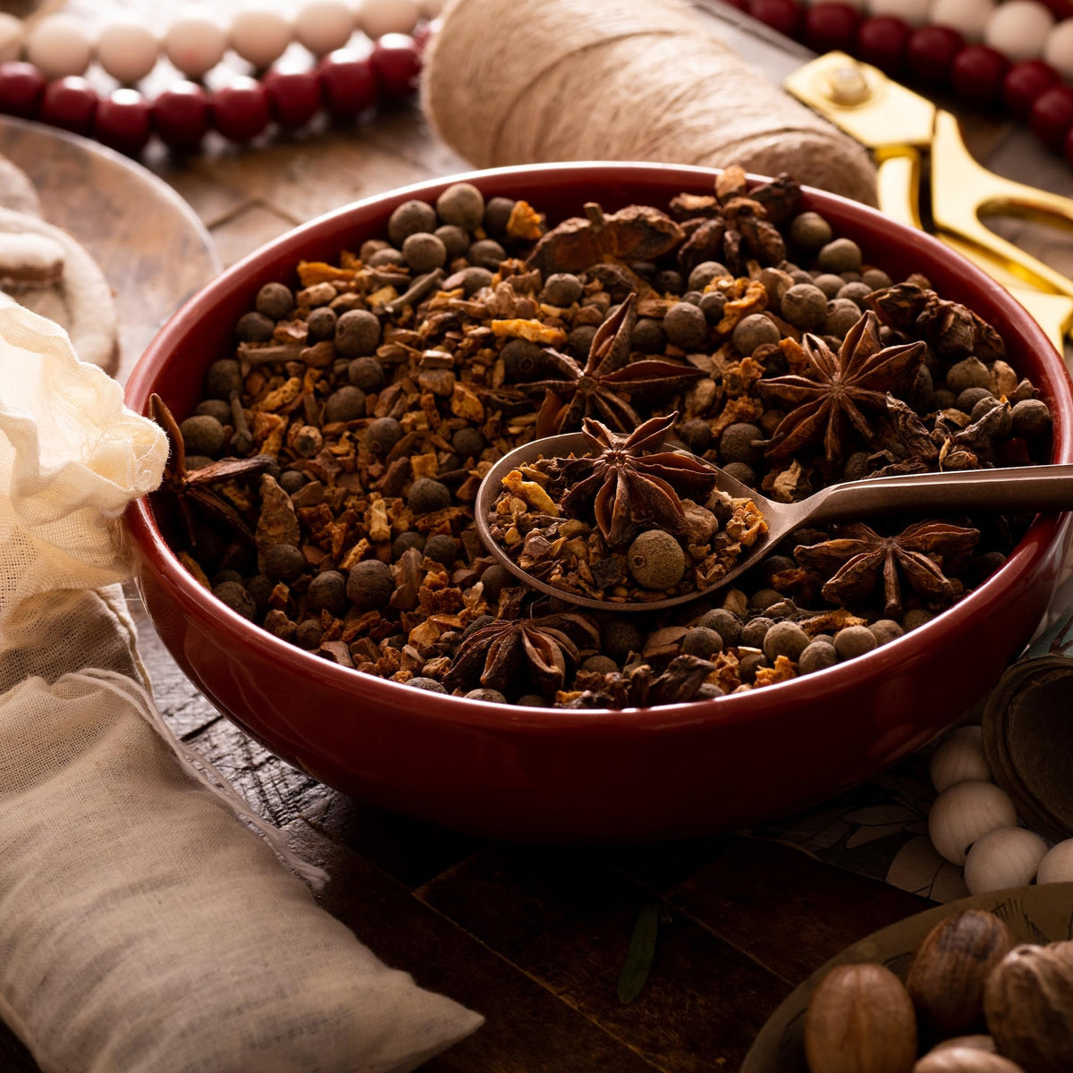 Frontier Co-op Organic Star Anise enriches mulled wine with licorice warmth.