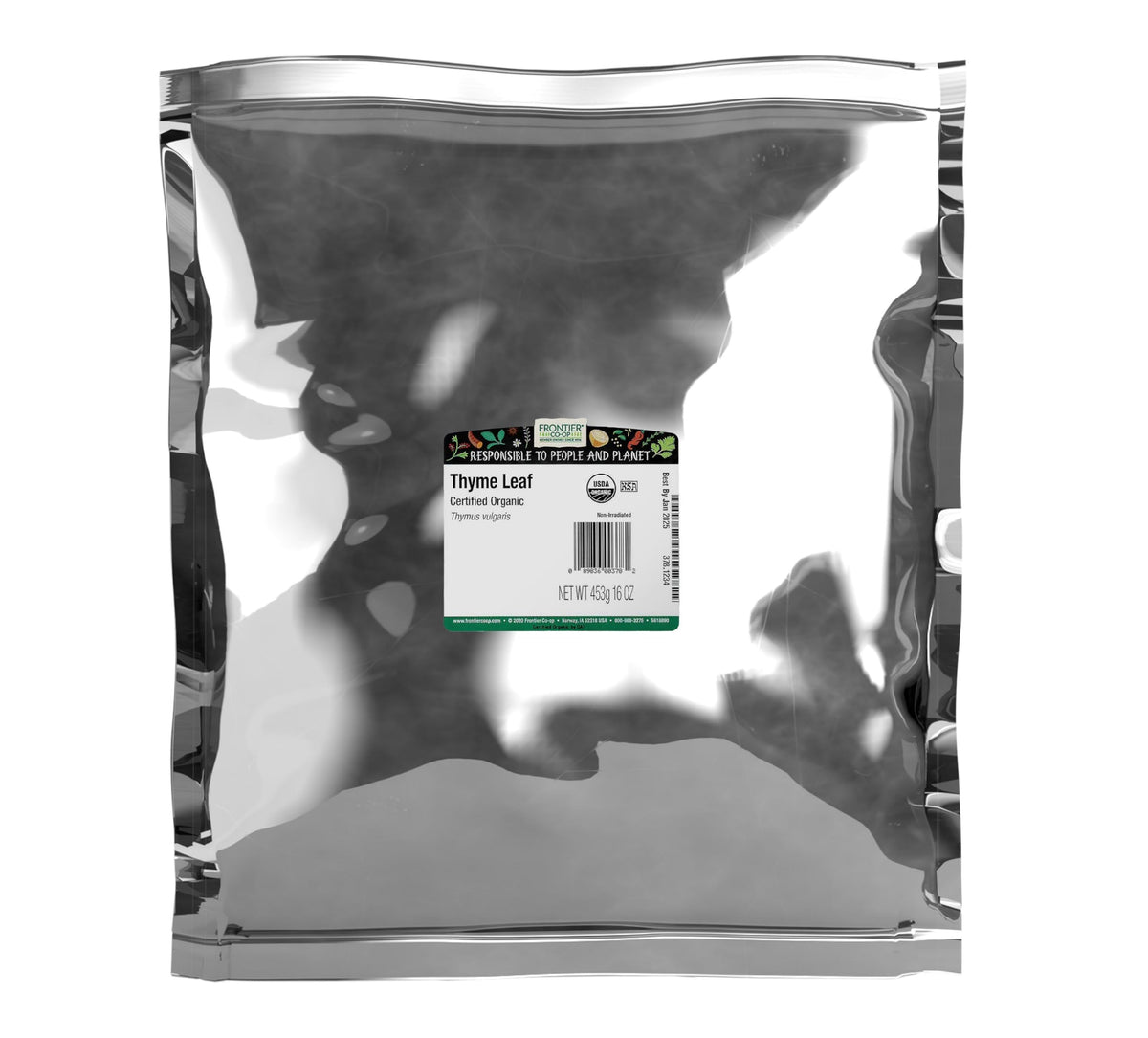 Frontier Co-op Thyme Leaf bulk bag for easy bulk seasoning.