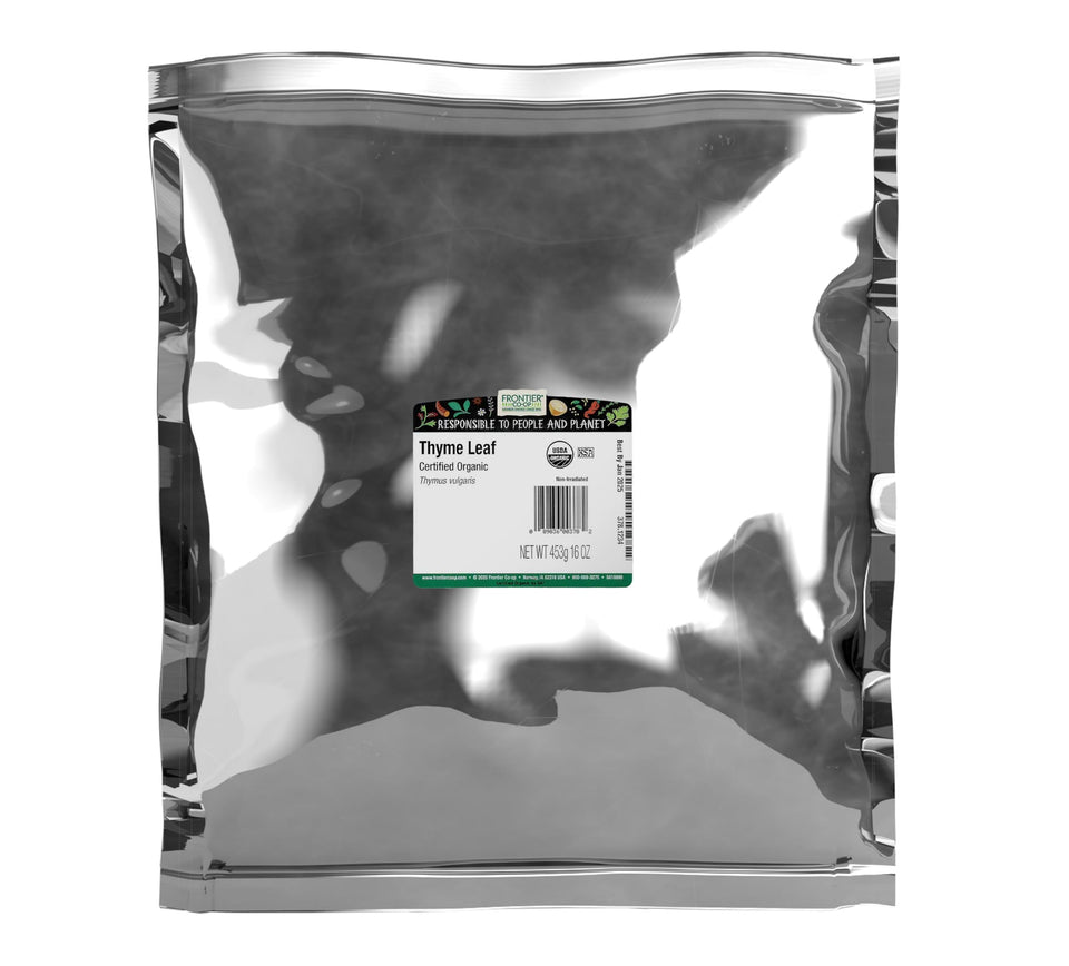 Frontier Co-op Thyme Leaf bulk bag for easy bulk seasoning.