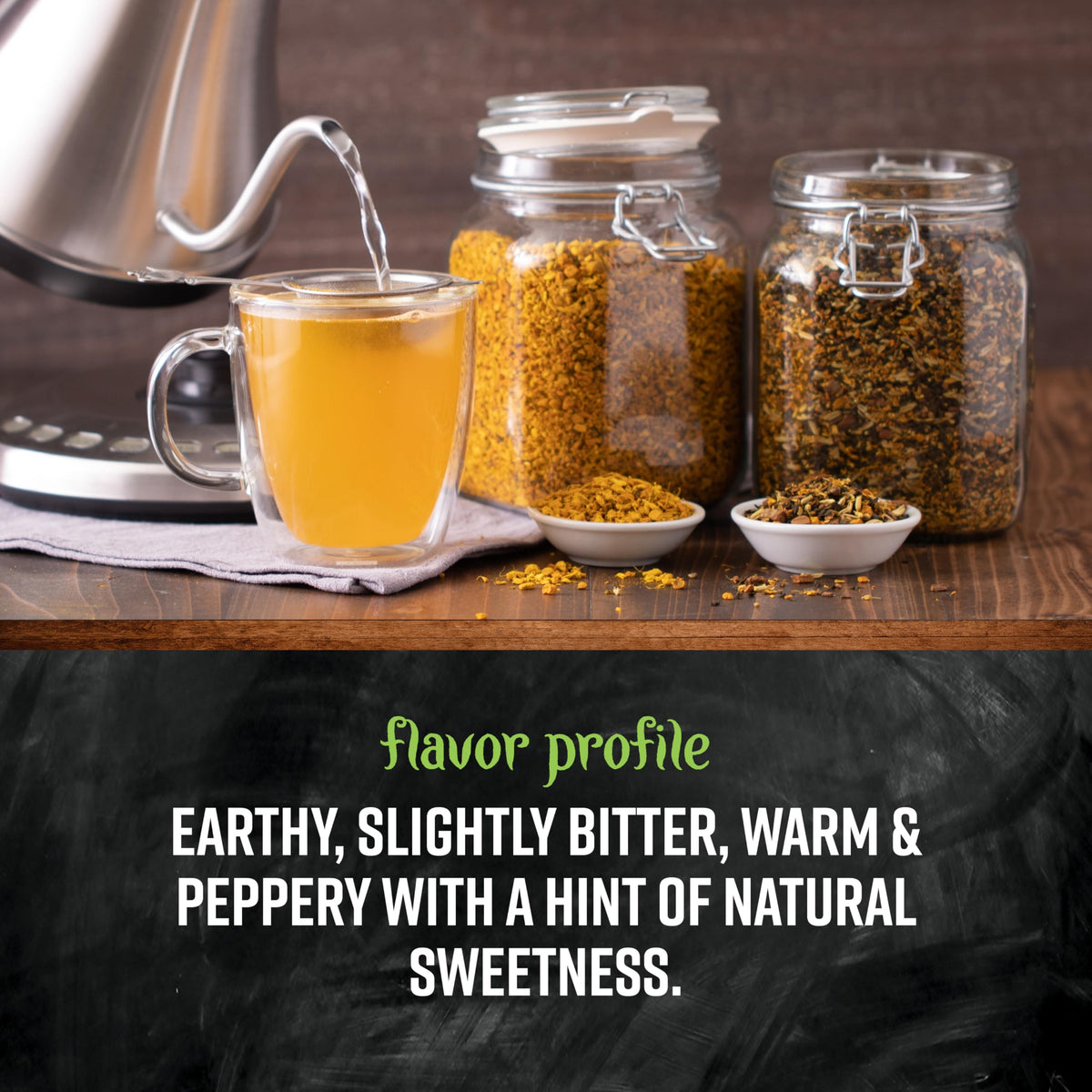 Frontier Co-op Organic Turmeric Root pairs well with black pepper in recipes.