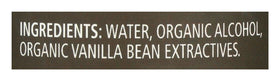 Frontier Co-op organic vanilla label emphasizes organic ingredients and pure flavor.
