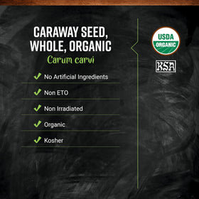 Frontier Co-op warm-earthy caraway seeds in jar provide rich aroma.