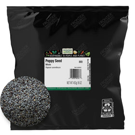 Frontier Co-op whole poppy seeds in a 1lb bag ready for bulk baking